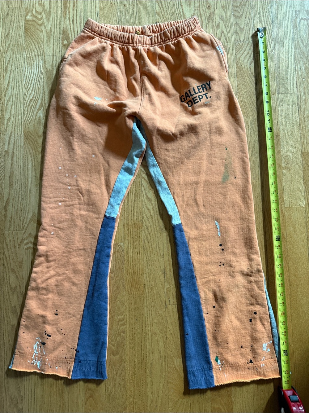 Gallery Dept Kids Orange Sweatpants with Blue & Light Blue Panels